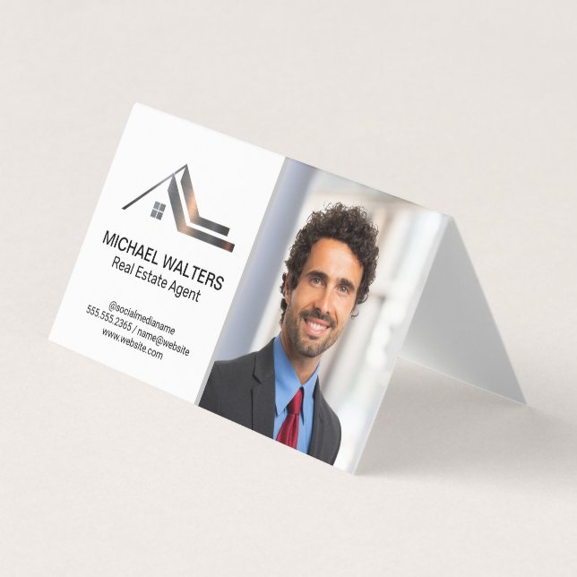 Metallisches Anwesen-Logo | Geschäftsmann Visitenkarten (Vorderseite)