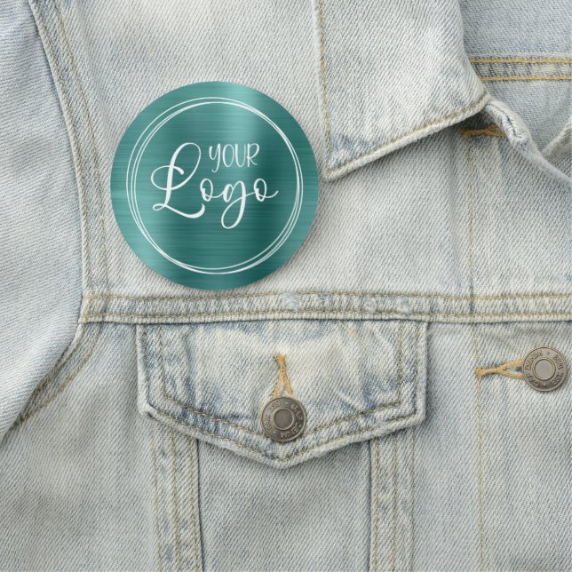 Metallisches Aquamarines Circle-Logo Namensschild (Beispiel)
