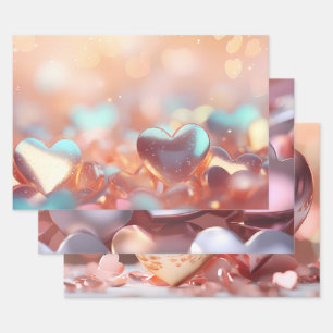 "Metallisches" Aussehen Gold, Silber und Roségold Geschenkpapier Set