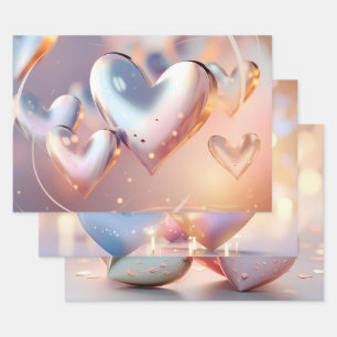 "Metallisches" Aussehen Gold, Silber und Roségold Geschenkpapier Set