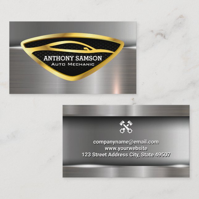 Metallisches Auto-Logo | Industrieanbau Visitenkarte (Vorne/Hinten)