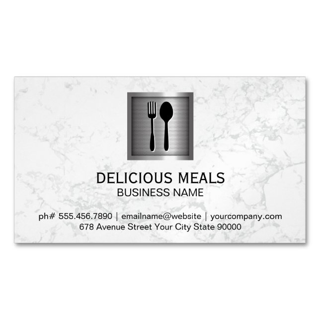 Metallisches Banner | Elegant Marble Magnetische Visitenkarte (Vorderseite)