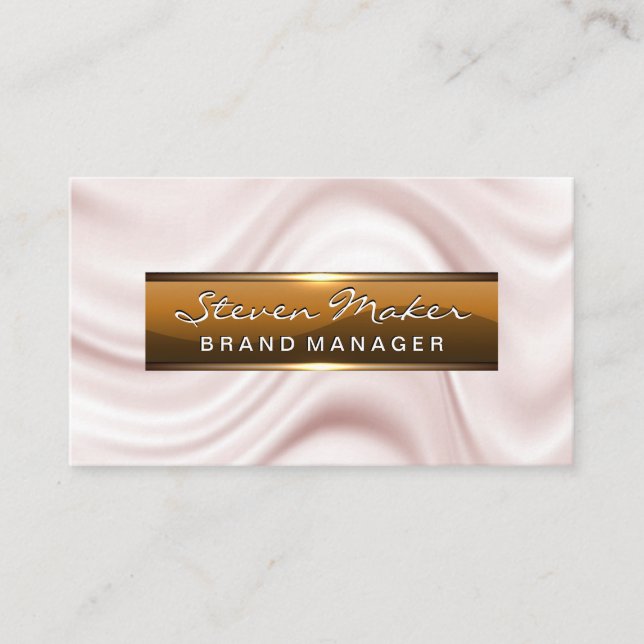 Metallisches Banner | Eleganter Seidendrapery Visitenkarte (Vorderseite)