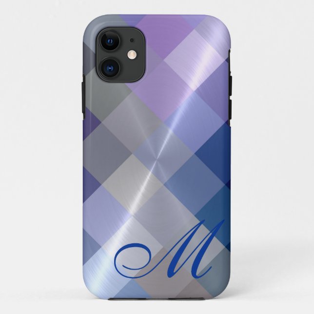 Metallisches Diamantmuster und Monogramm 5 Case-Mate iPhone Hülle (Rückseite)