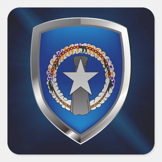 Metallisches Emblem der Nördlichen Mariana-Inseln Quadratischer Aufkleber (Vorderseite)