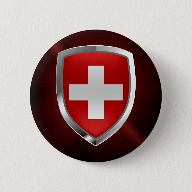 Metallisches Emblem der Schweiz Button (Vorderseite)