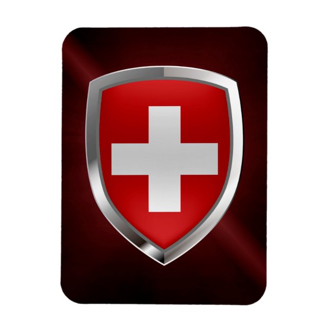 Metallisches Emblem der Schweiz Magnet (Vertikal)