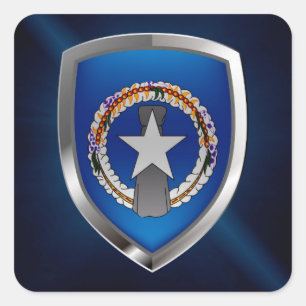 Metallisches Emblem Northern Mariana Islands Quadratischer Aufkleber
