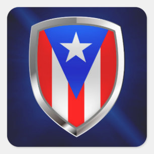 Metallisches Emblem Puertos Rico Quadratischer Aufkleber