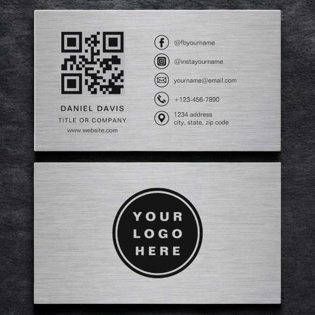 Metallisches Firmenlogo-QR-Code  Visitenkarte (Von Creator hochgeladen)