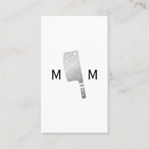 Metallisches Fleischer Messer Monogramm Visitenkarte