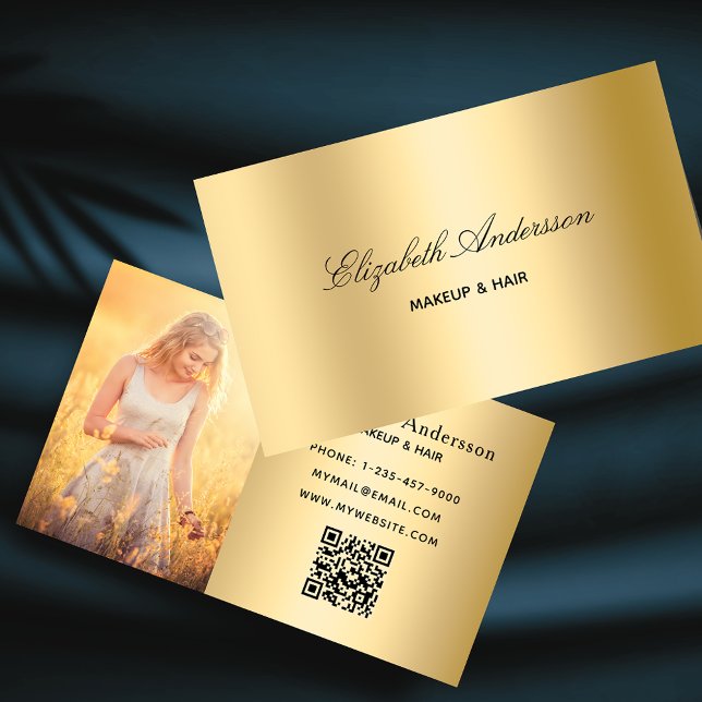 Metallisches Foto qr elegant Visitenkarte (Von Creator hochgeladen)