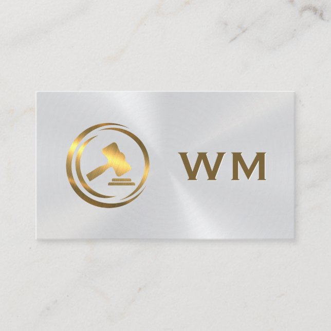 Metallisches Gavel-Logo | Recht | Anwalt Visitenkarte (Vorderseite)
