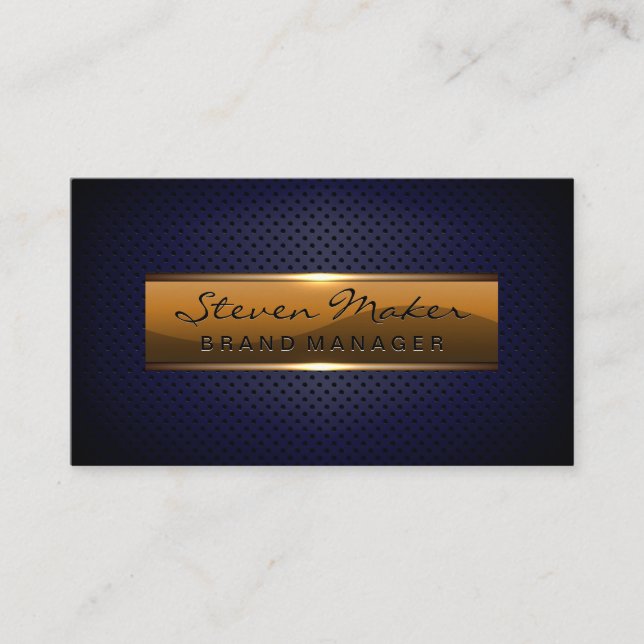 Metallisches Glossy Banner | Blauer Perforierter M Visitenkarte (Vorderseite)