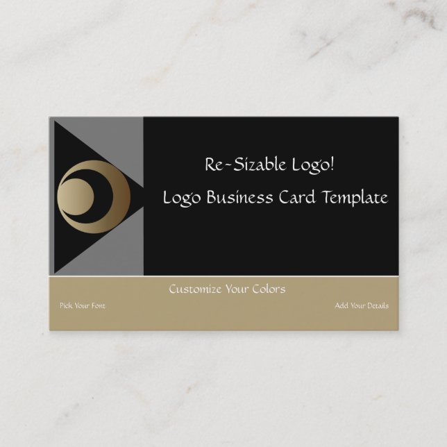 Metallisches Gold Crescent Moon & Planets Logo Visitenkarte (Vorderseite)