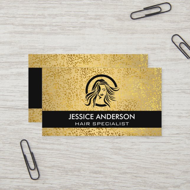 Metallisches Gold Flakes Muster | Beauty-Logo für  Visitenkarte (Vorderseite/Rückseite Beispiel)