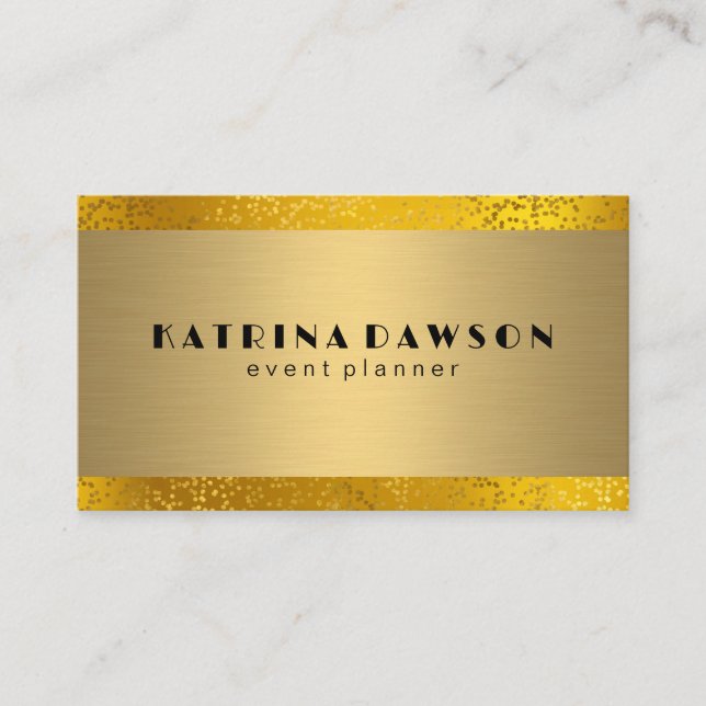 Metallisches Gold | Golden Confetti Foil Visitenkarte (Vorderseite)