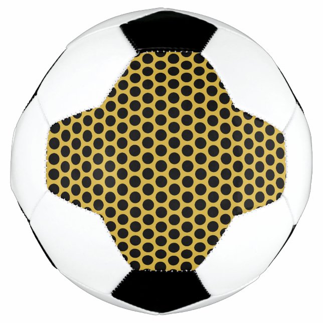 Metallisches Gold im Schwarz-Dot-Stil Fußball (Vorderseite)