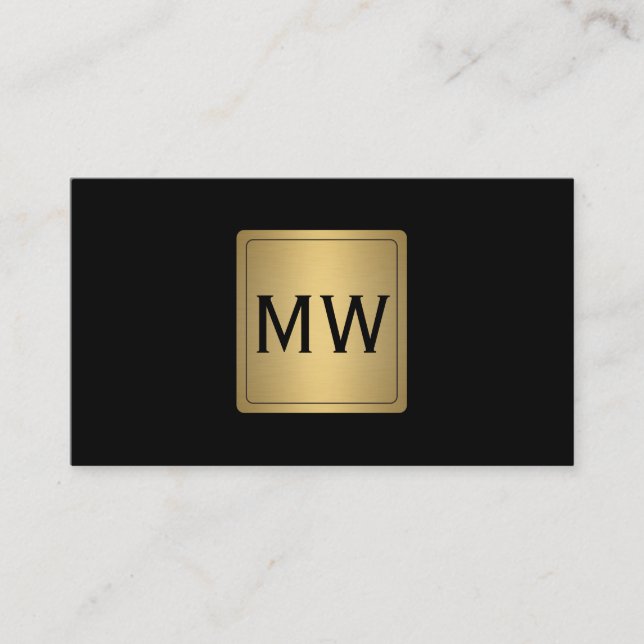 Metallisches Gold-Label Monogram Black Visitenkarte (Vorderseite)