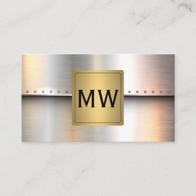 Metallisches Gold-Label Monogramm | Rivets Industr Visitenkarte (Vorderseite)