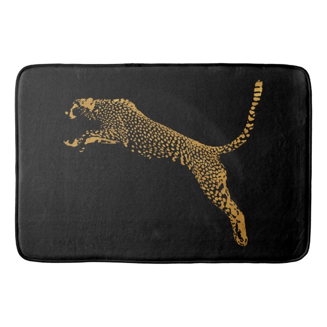 Metallisches Gold-Leaping-Cheetah Badematte (Vorderseite)