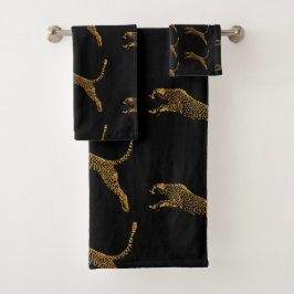 Metallisches Gold-Leaping-Cheetah Badhandtuch Set