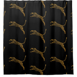 Metallisches Gold-Leaping-Cheetah Duschvorhang