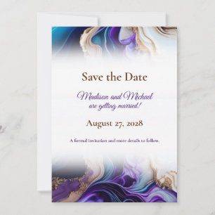 Metallisches Gold, Lila, blau, Aqua Save The Date