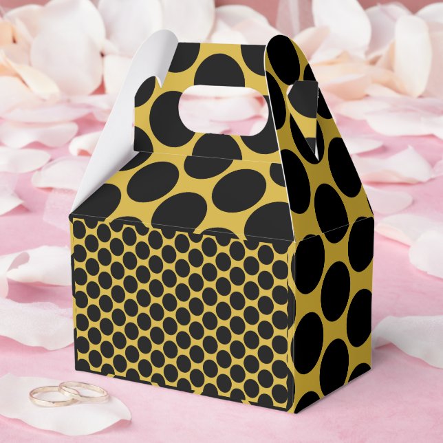 Metallisches Gold mit Black Dot Style Gable 4x2.5x Geschenkschachtel (Hochzeit)
