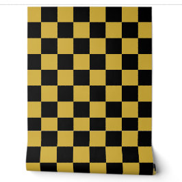 Metallisches Gold mit Schwarz-Quadrat-Stilmuster Tapete