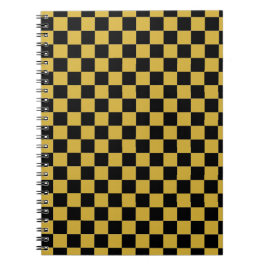 Metallisches Gold mit schwarzem Quadrat Muster Spi Notizblock