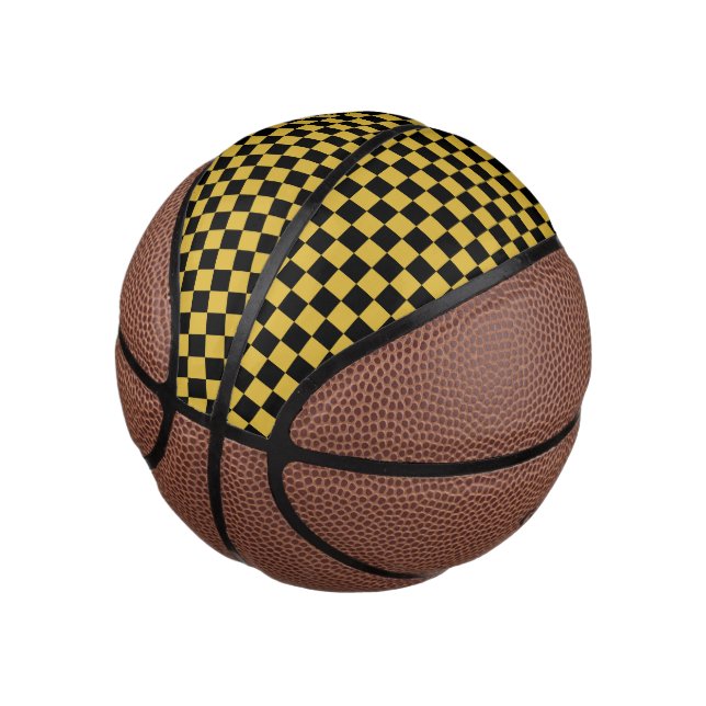 Metallisches Gold mit schwarzem Quadratmuster Mini Basketball (angewinkelt)
