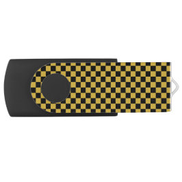 Metallisches Gold mit schwarzem Quadratmuster USB Stick
