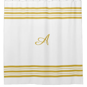 Metallisches Gold Monogramm und Bars auf Weiß Duschvorhang