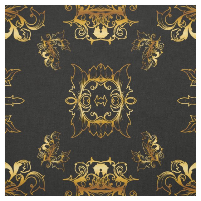 Metallisches Gold-Muster auf schwarz Stoff (Muster)
