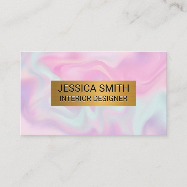Metallisches Gold | Pastel Liquid Background Visitenkarte (Vorderseite)
