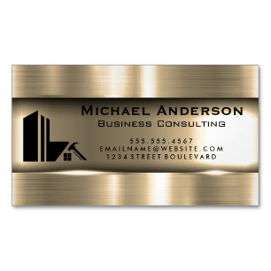 Metallisches Gold   Real Anwesen Logo Magnetische Visitenkarte