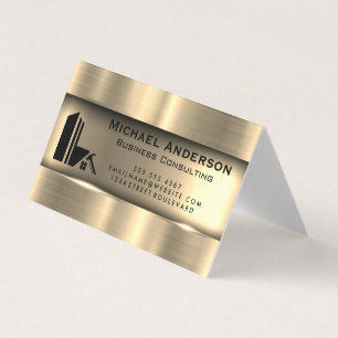 Metallisches Gold   Real Anwesen Logo Visitenkarten