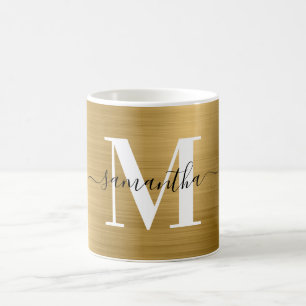 Metallisches Gold-Signatur-Monogramm Kaffeetasse