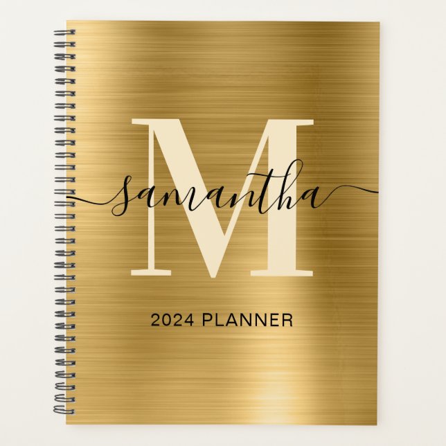 Metallisches Gold-Signature-Monogramm Planer (Vorderseite)