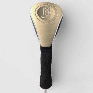 Metallisches Gold Stahl geprägtes Monogramm Golf Headcover