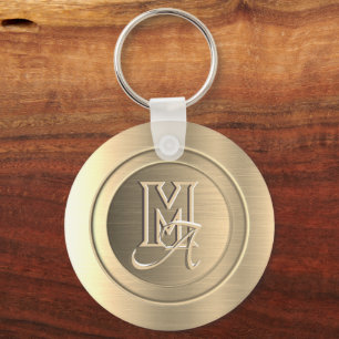 Metallisches Gold Stahl geprägtes Monogramm Schlüsselanhänger