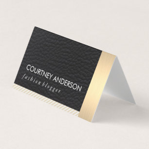 Metallisches Gold Trim und Leder mit Streifen Visitenkarten
