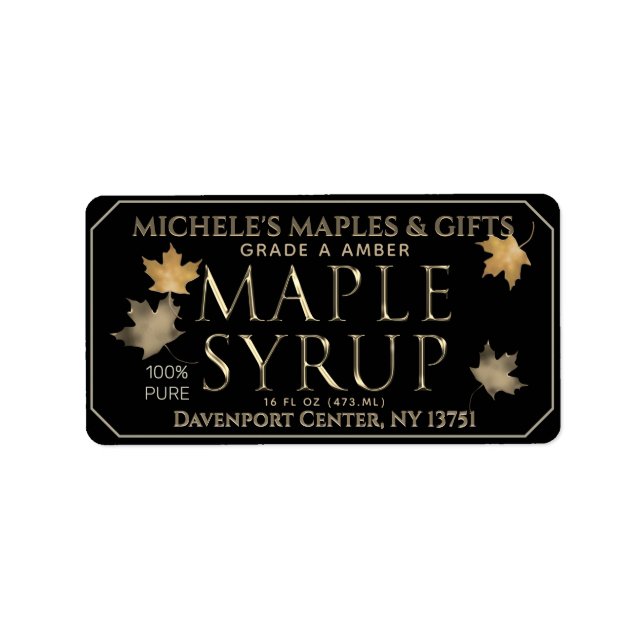 Metallisches Gold- und Black-Maple-Adressetikett Adressaufkleber (Vorne)