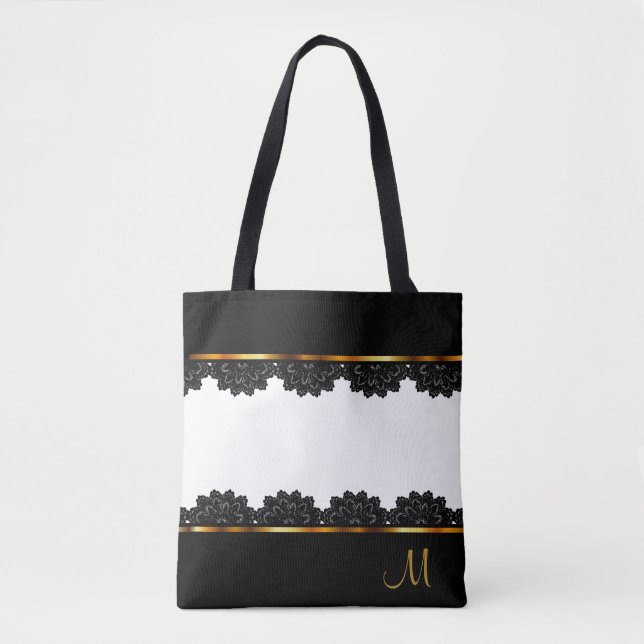 Metallisches Gold und Hübsches Schwarzes Elster Tasche (Vorderseite)