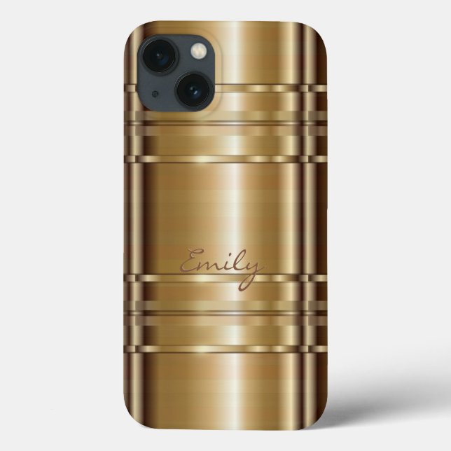 Metallisches Gold- und Kupferstreifen-Muster 2 Mon Case-Mate iPhone Hülle (Rückseite)