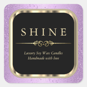 Metallisches Gold und Lila Labels Platz Quadratischer Aufkleber