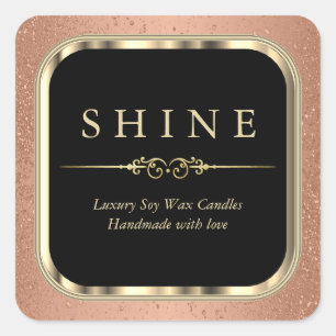 Metallisches Gold und Orange Labels Square Quadratischer Aufkleber