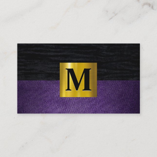 Metallisches Gold | Velvet Black | Lila Gewebe Visitenkarte (Vorderseite)