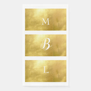 Metallisches Gold & Weiß Monogramm Elegante Hochze Serviette